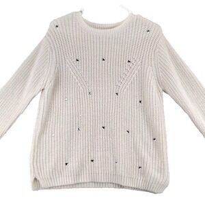 ZARA GIRLS Winter Collection Cream Knit Pulls Sweater Embellished Hearts 13-14